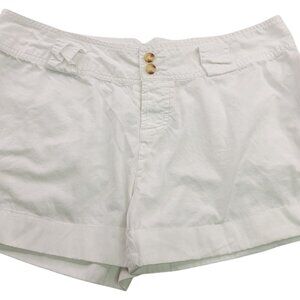 CMagic Womens White Cotton Shorts Large with Button Details Casual Summer Wear